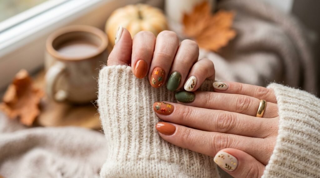 autumn biab nails