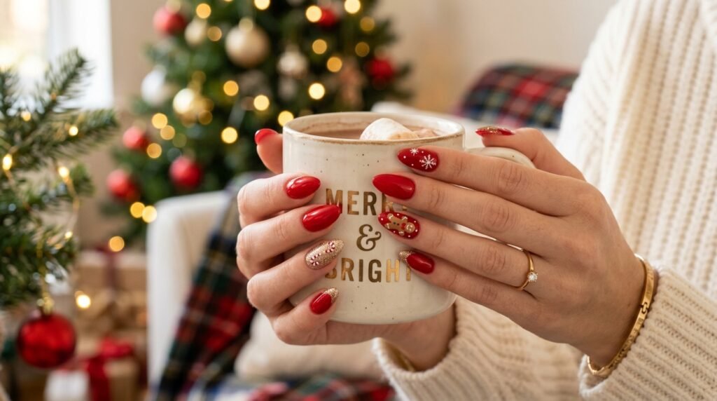 christmas biab nails