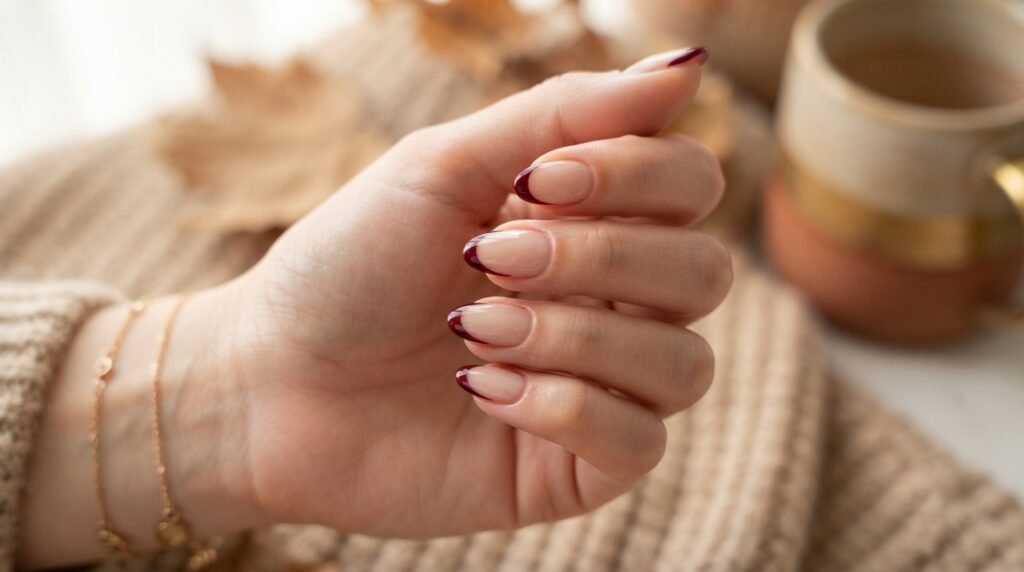 Burgundy Micro French Tips