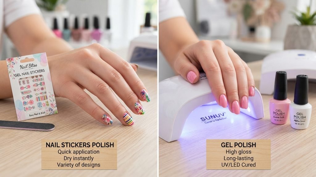 Nail Stickers Polish vs. Gel Polish