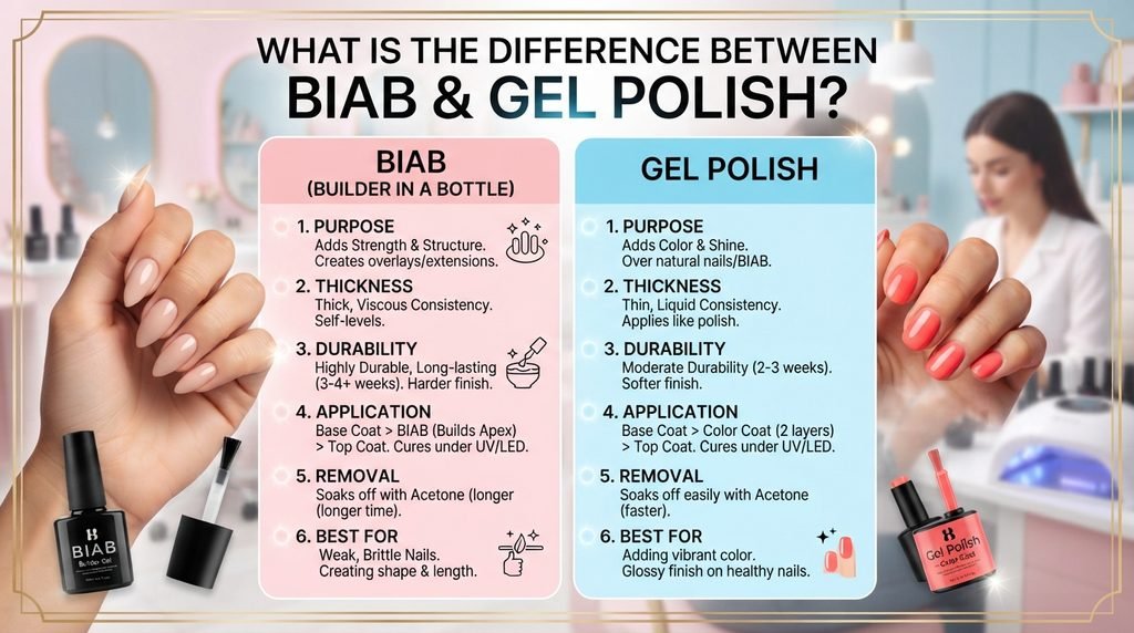 What Is the Difference Between BIAB and Gel Polish?