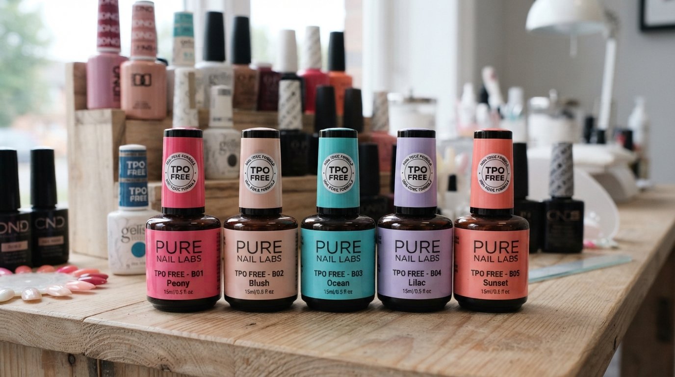 Gel nail polish bottles including TPO-free gel nail polish