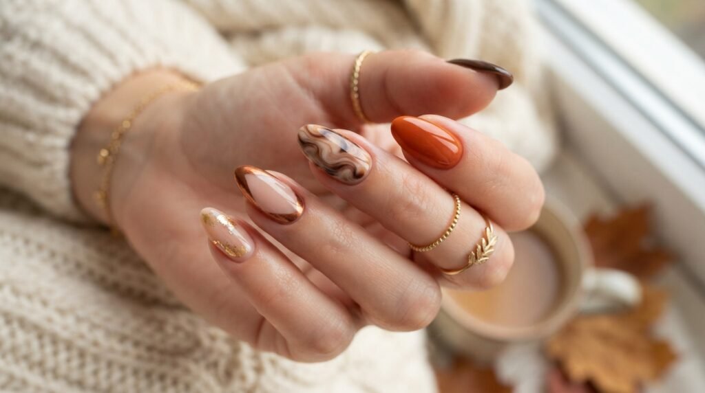 Autumn Mix-and-Match Nails