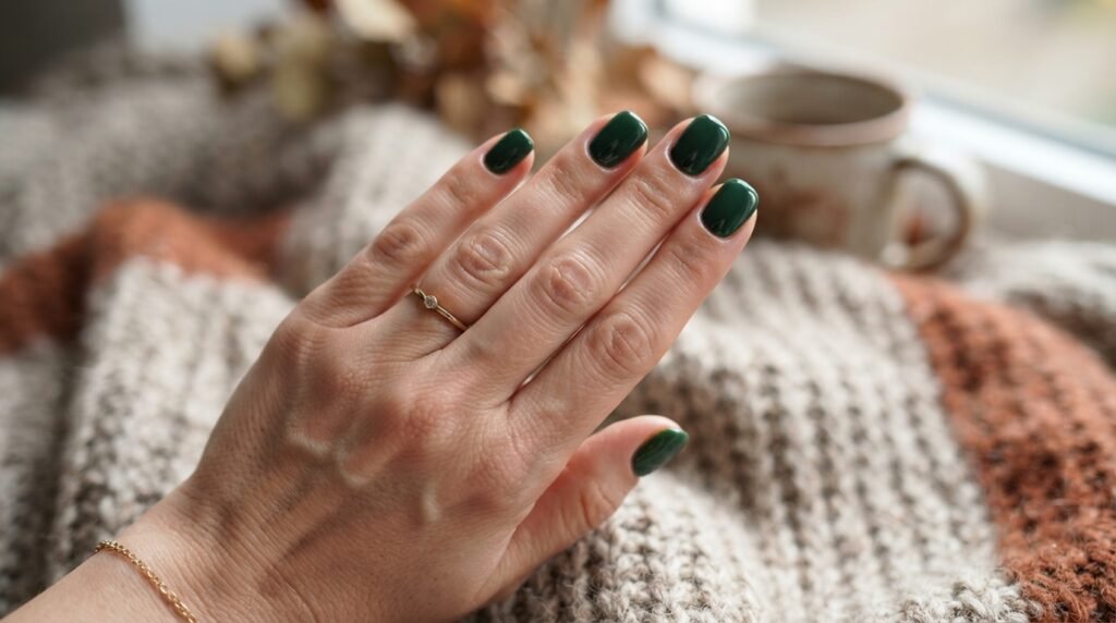 Short Glossy Autumn BIAB Nails