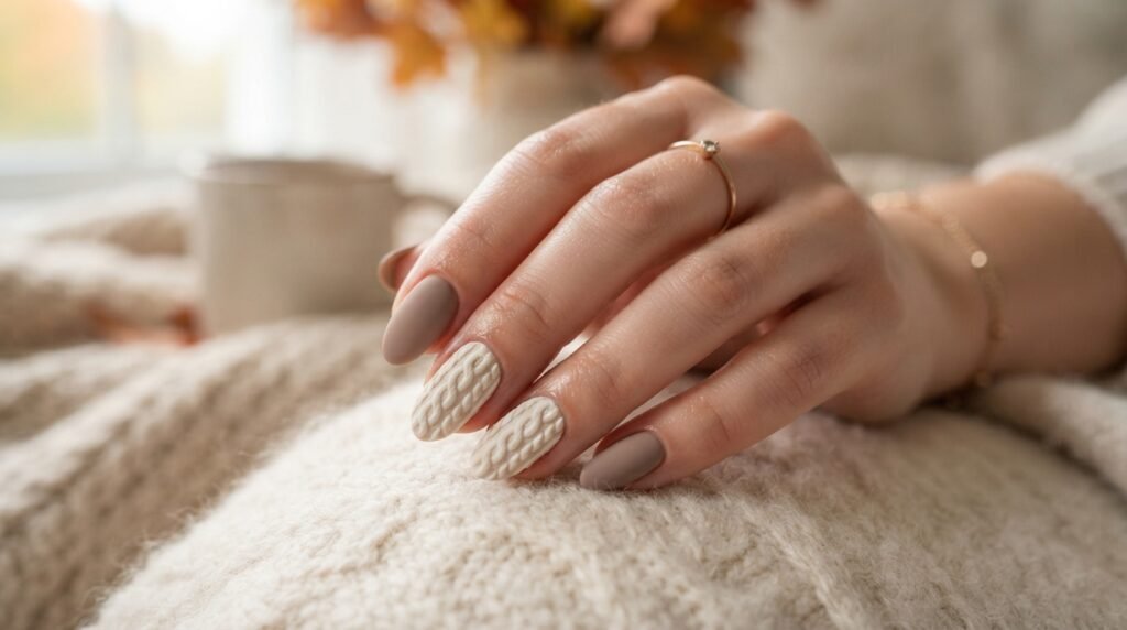 Cozy Sweater BIAB Nails