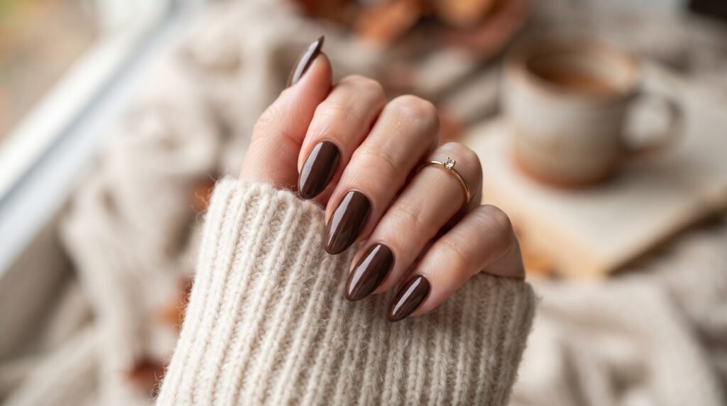 Chocolate Brown BIAB Nails