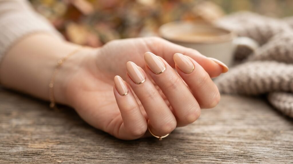 Gold Detail on Neutral BIAB