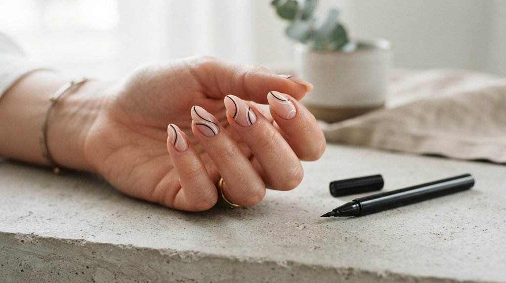 Minimalist nail art with nail varnish pens