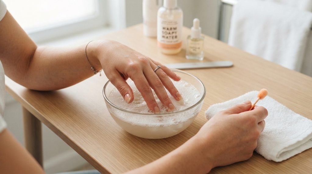 Remove Nail Glue With Warm Soapy Water