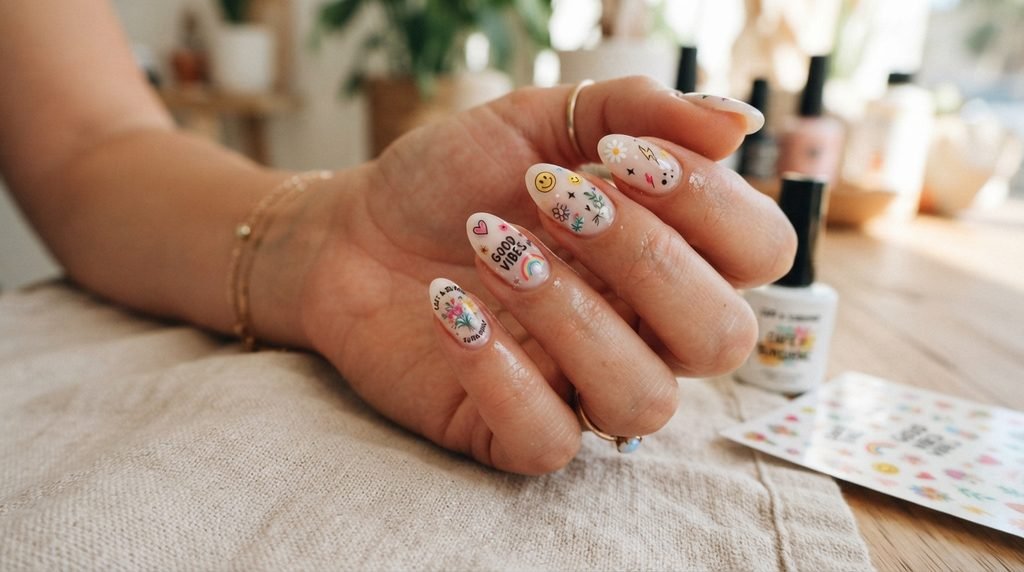 stickers gel nails design
