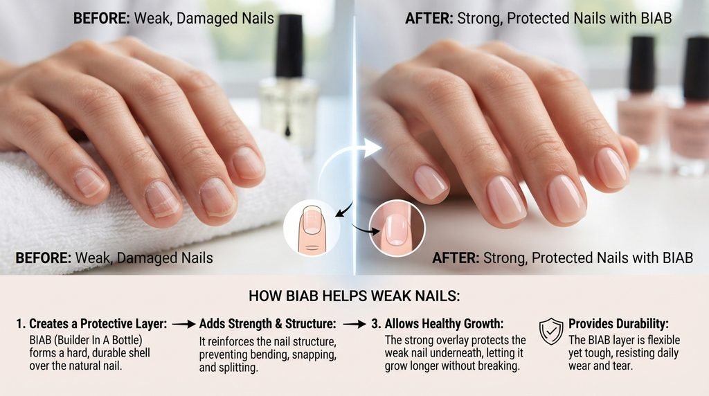 How Does BIAB Help Weak Nails?